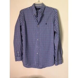 Ralph Lauren Classic Fit Performance Bluish Gray & Red Stripe Plaid Men's Large